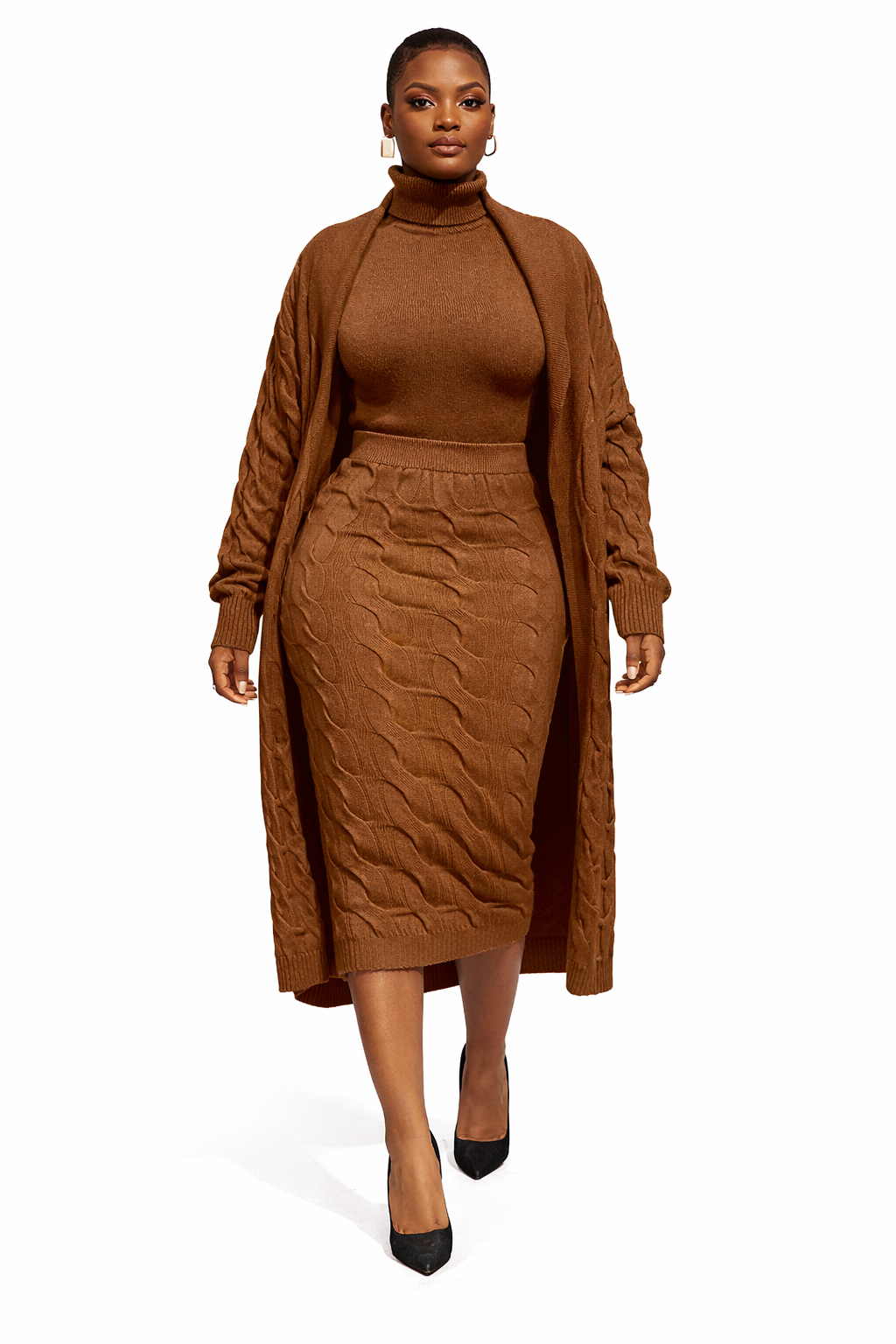 Longline Knit Cardigan Set – 3 Piece
