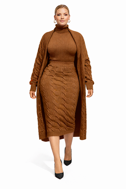 Longline Knit Cardigan Set – 3 Piece