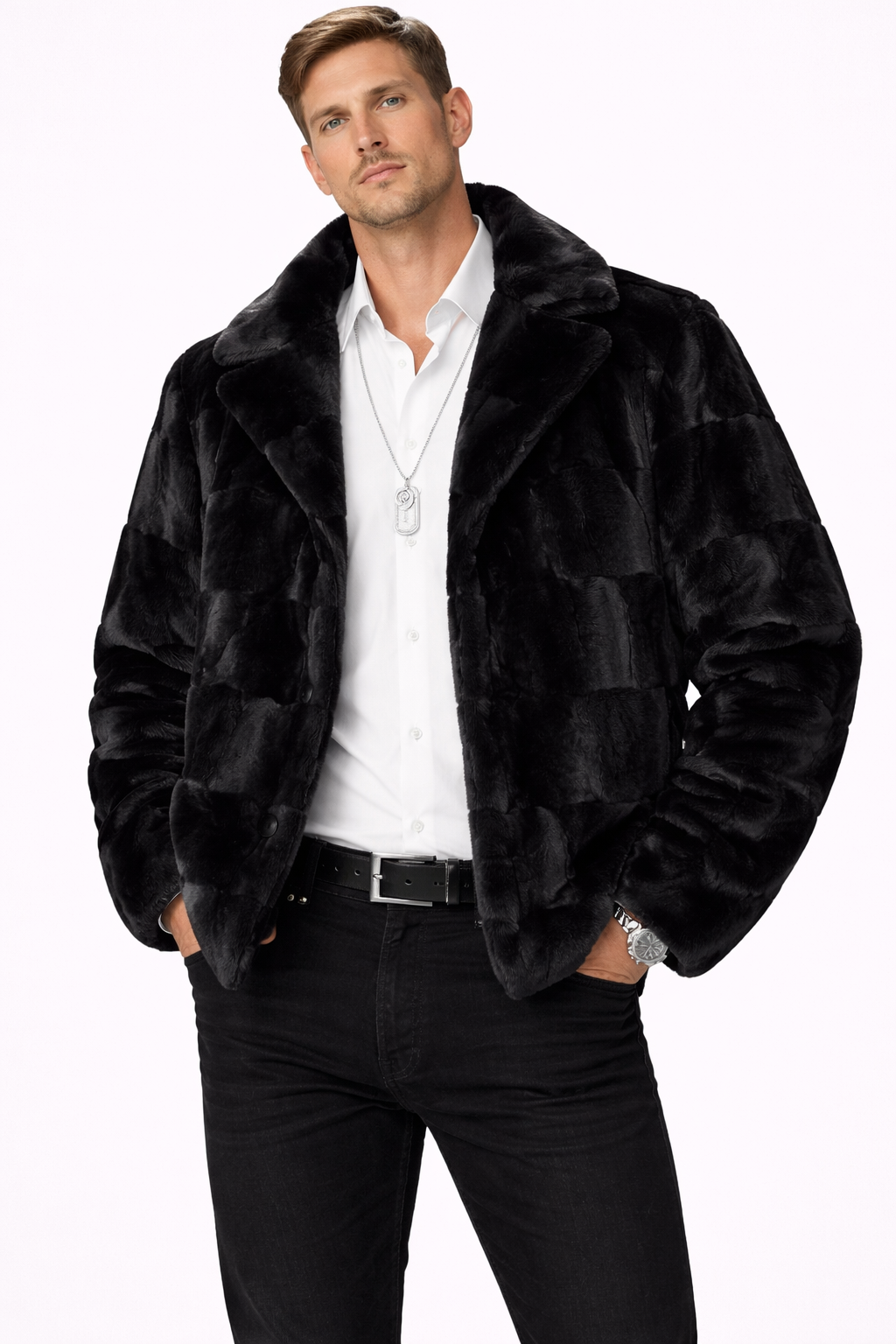 Faux Fur Lapel Coat