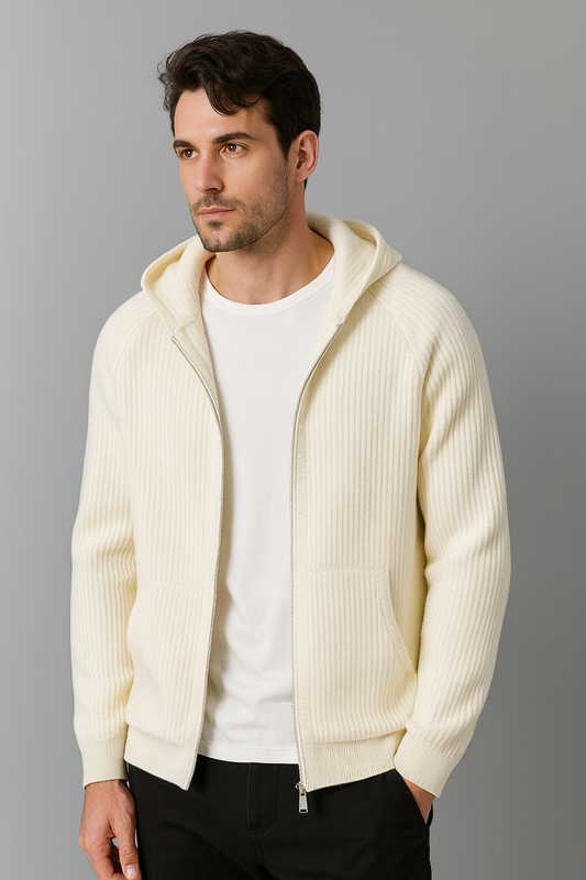 Hooded Cardigan Men's Thick Wool Jacket Loose Casual