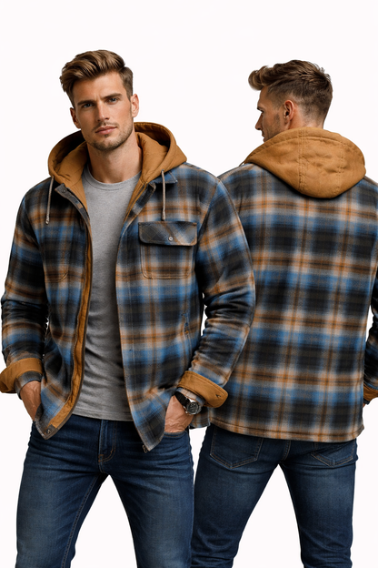 ThermalShield Quilted Fleece-Lined Plaid Hooded Jacket