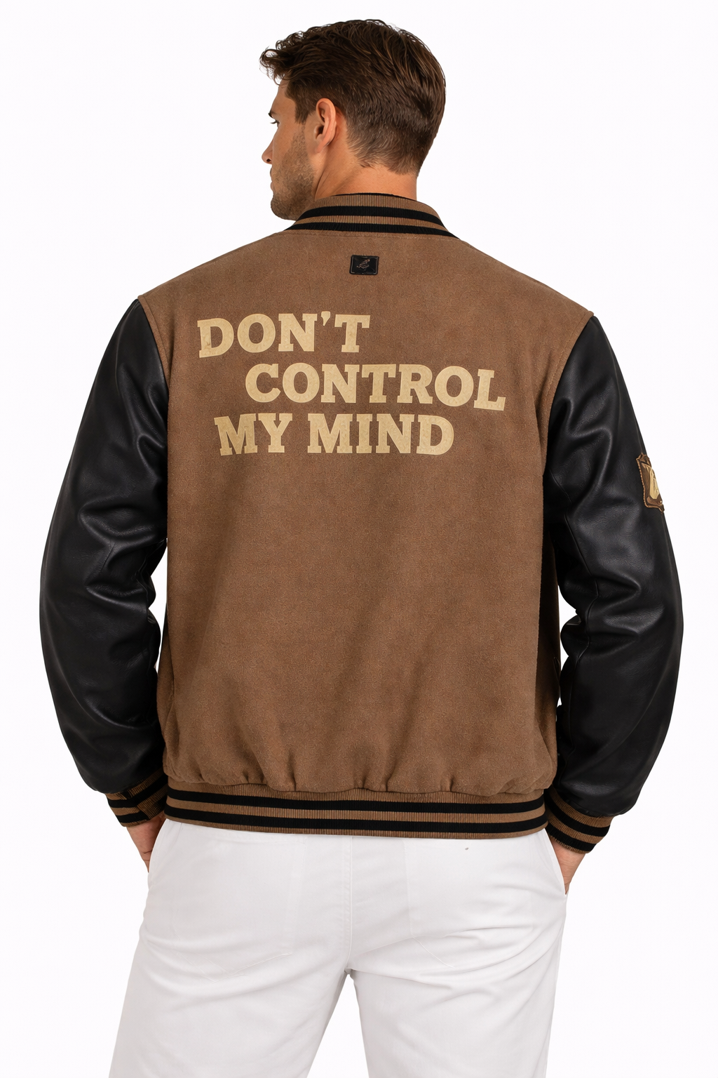 Men’s Varsity Brown Jacket – Premium Letterman College Style Bomber with Embroidery