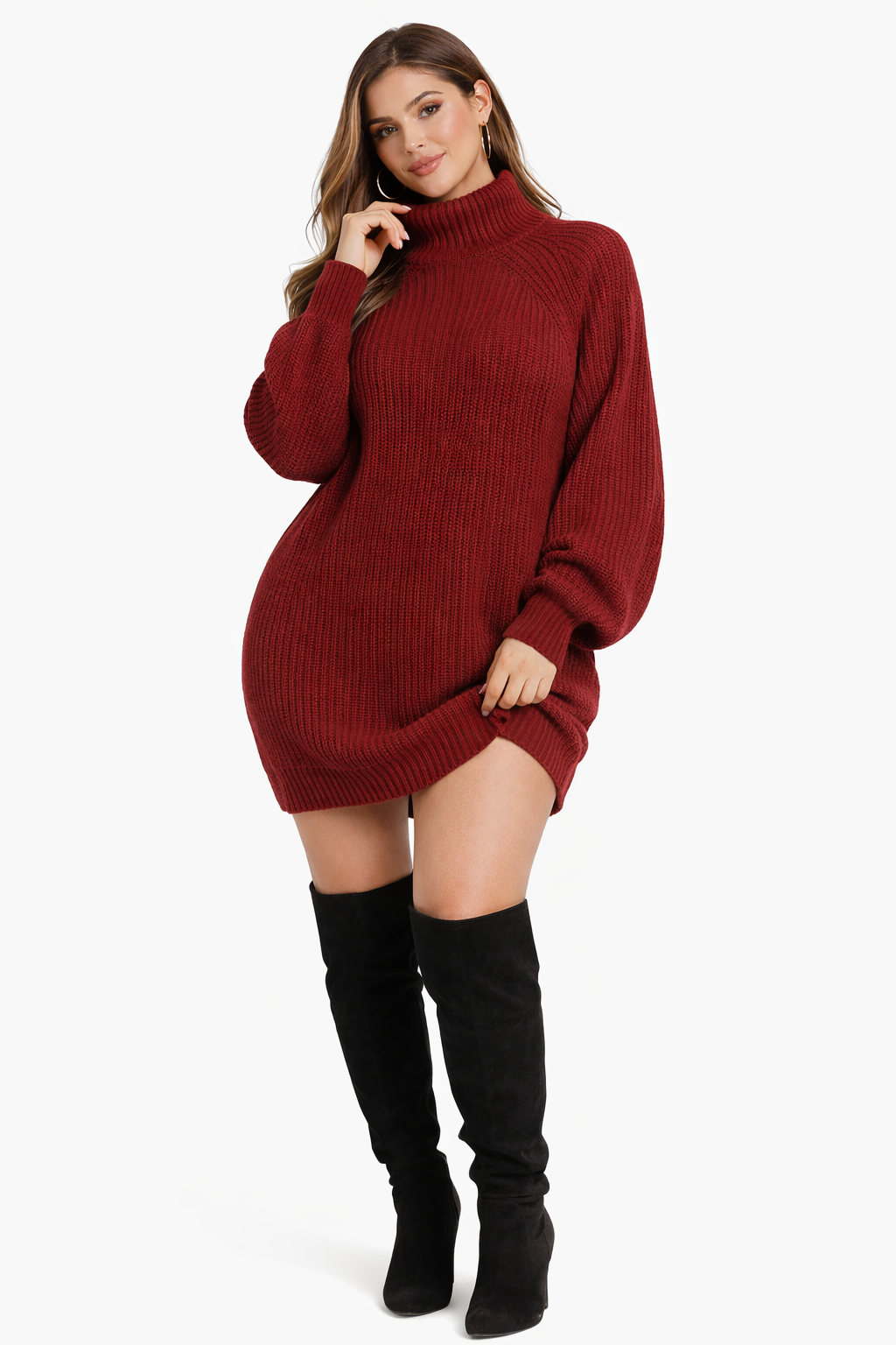 Turtleneck Knit Sweater Dress