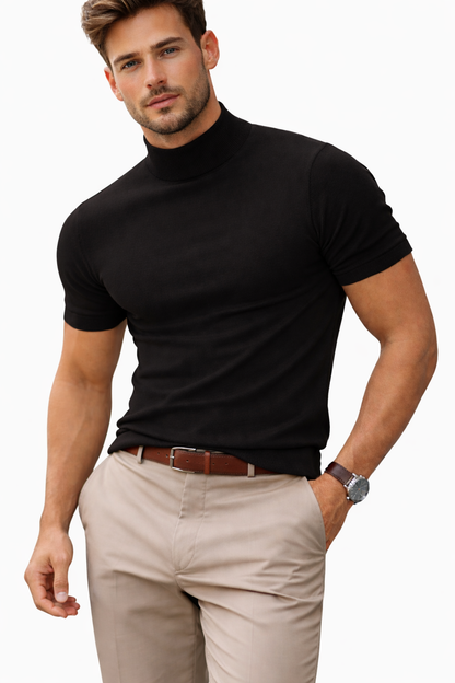 Men's Turtle Neck Short Sleeve T-Shirt