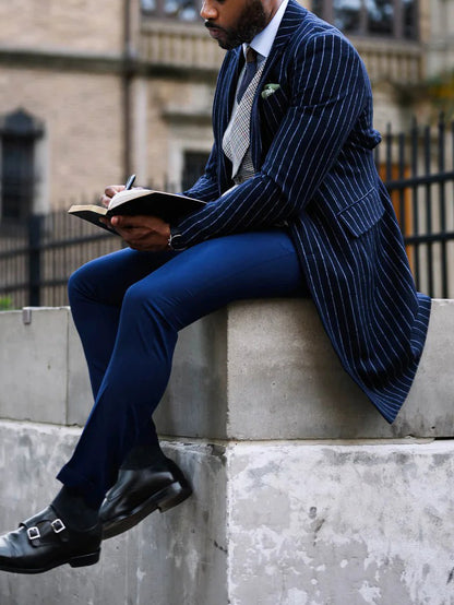 Striped Single-Breasted Overcoat