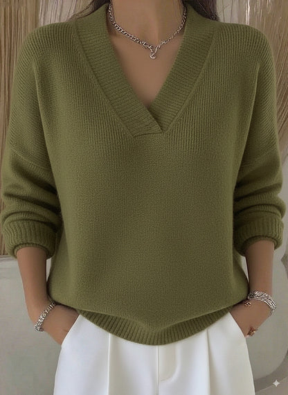 Casual V-neck Long Sleeve Women's Knitted Sweater