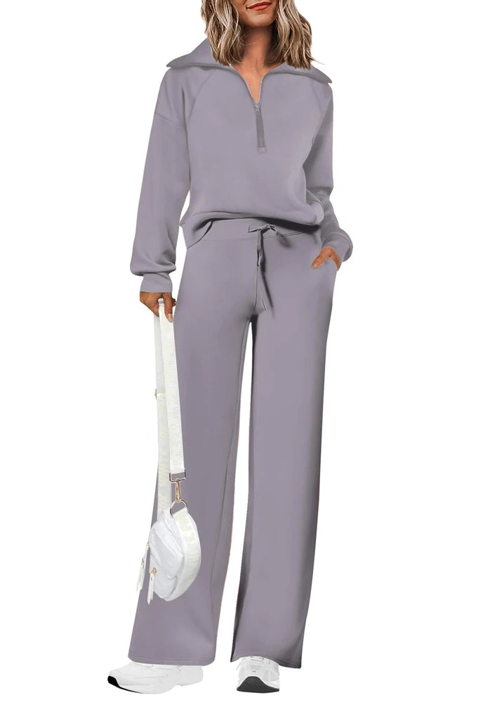 Women's 2 Piece Outfits Sweatsuit with Wide Leg Sweatpants Lounge Set