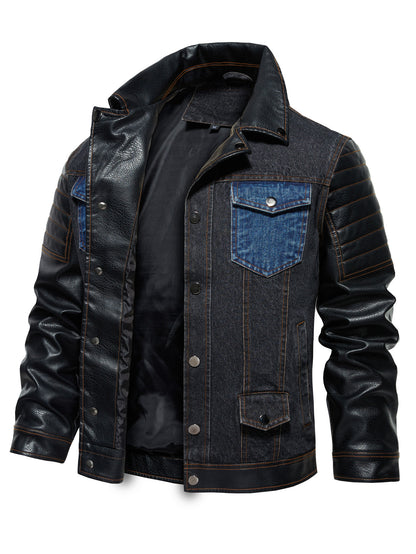 Men's Denim Jacket - Patchwork Trendy Style, Autumn Outerwear