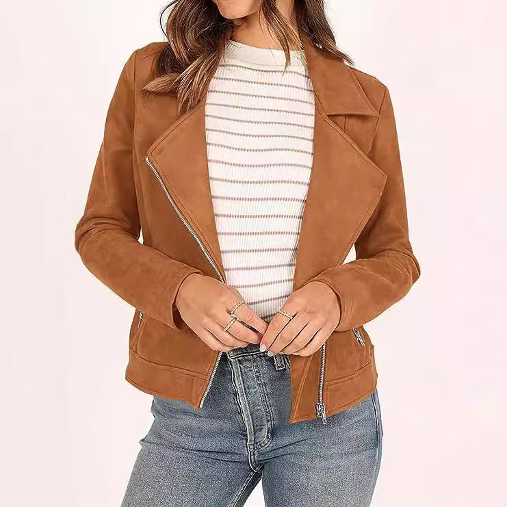 Suede-Touch Biker Jacket