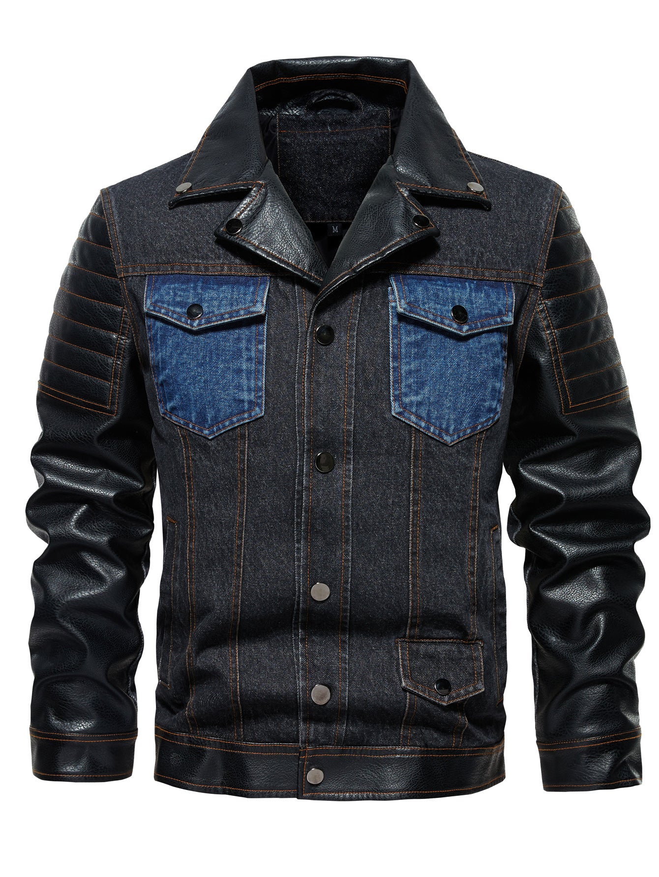 Men's Denim Jacket - Patchwork Trendy Style, Autumn Outerwear