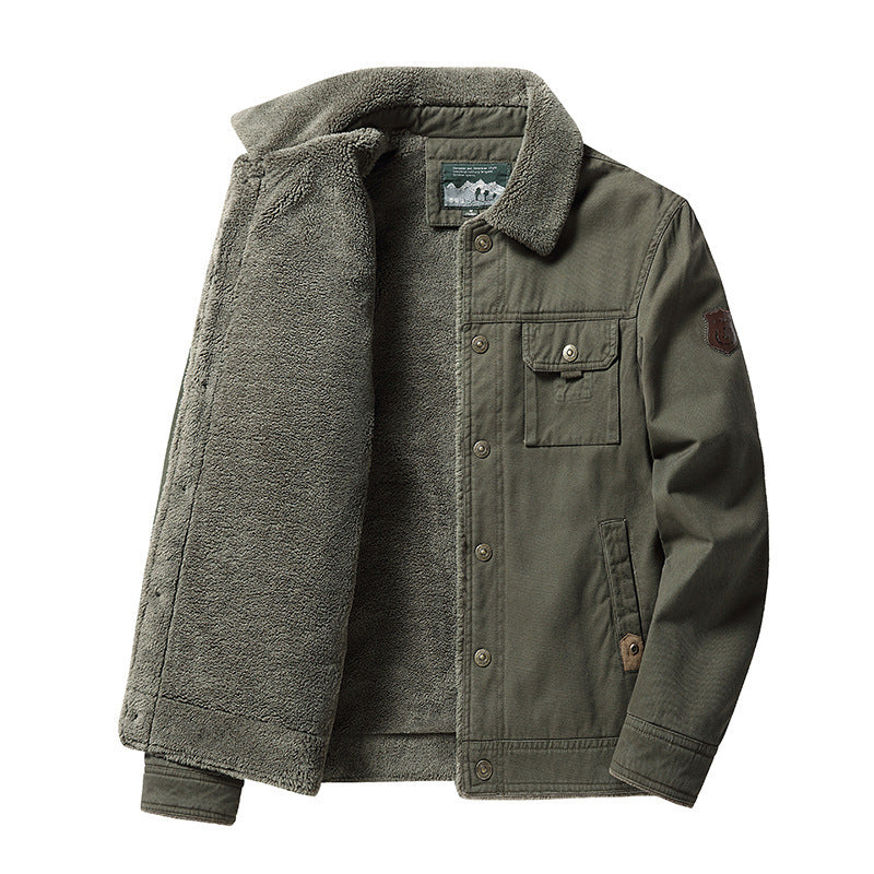 Fleece-Lined Polo Collar Jacket