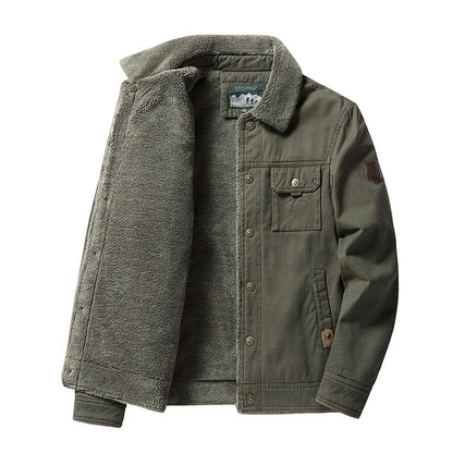 Fleece-Lined Polo Collar Jacket