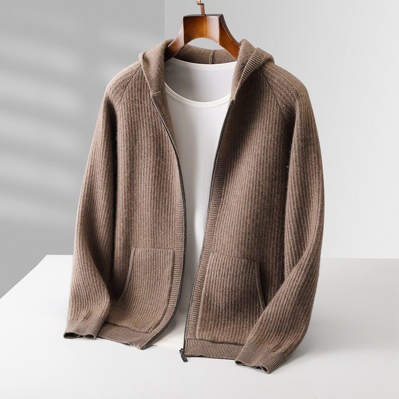 Ribbed Zip Hoodie Cardigan