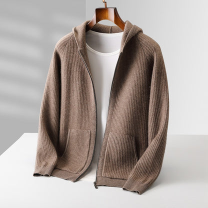 Ribbed Zip Hoodie Cardigan