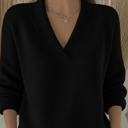 Casual V-neck Long Sleeve Women's Knitted Sweater