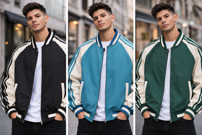 Striped Baseball Collar Jacket