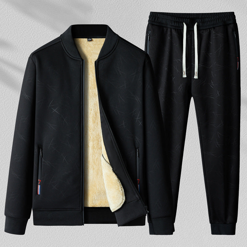 Men’s Thermal Fleece Baseball Tracksuit Set – Premium Street Fit