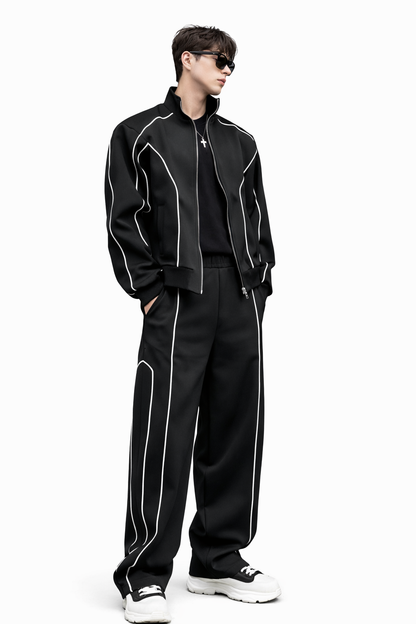 Men’s Contrast Line Tracksuit Set – Urban Performance Edition