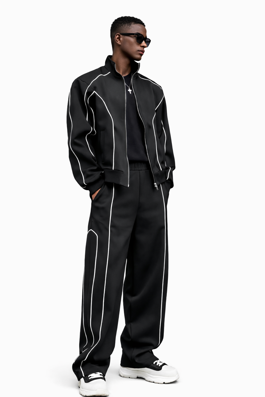 Men’s Contrast Line Tracksuit Set – Urban Performance Edition