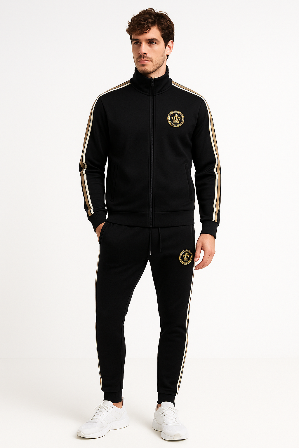 Men's Sports Embroidery Stitching Two-piece Set