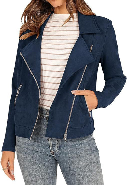 Suede-Touch Biker Jacket