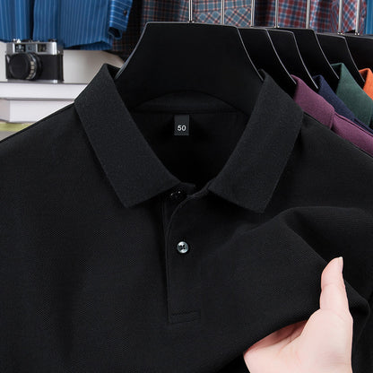 Men's Black Short Sleeve Collar Polo T-shirt