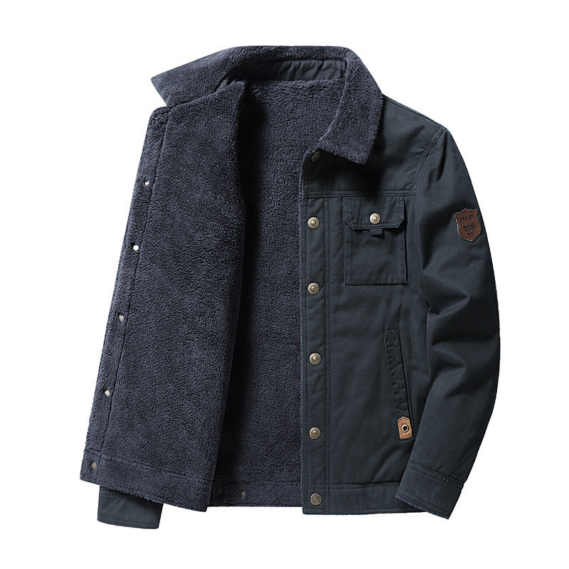 Fleece-Lined Polo Collar Jacket