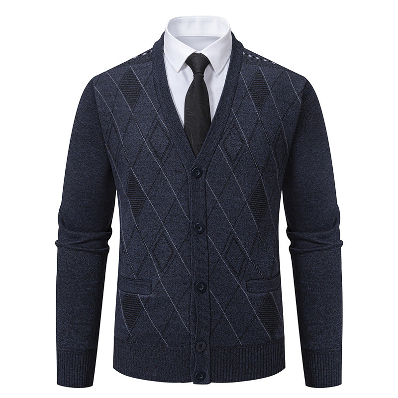 Sweater Fleece-lined Padded Cardigan Knitwear Men's Jacket Coat