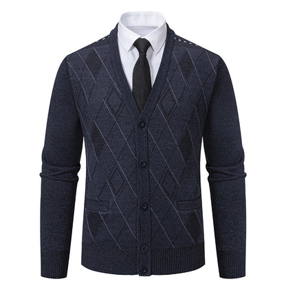 Sweater Fleece-lined Padded Cardigan Knitwear Men's Jacket Coat