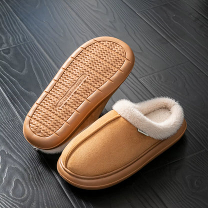 Autumn and Winter Men'S Cotton Slippers Plush Warm Thick Home Wear Non-Slip Wear-Resistant Soft Bottom Comfortable Warm Shoes