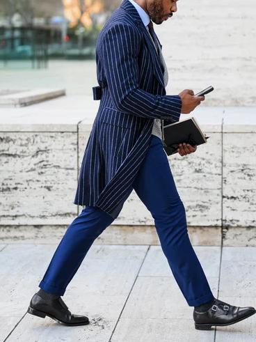 Striped Single-Breasted Overcoat