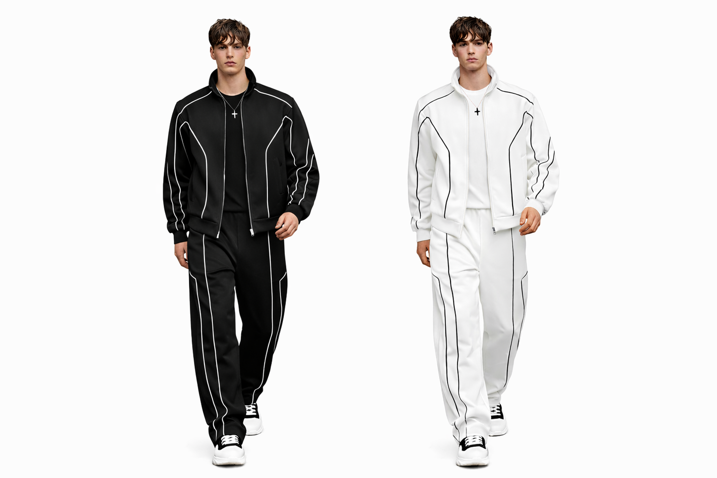Men’s Contrast Line Tracksuit Set – Urban Performance Edition
