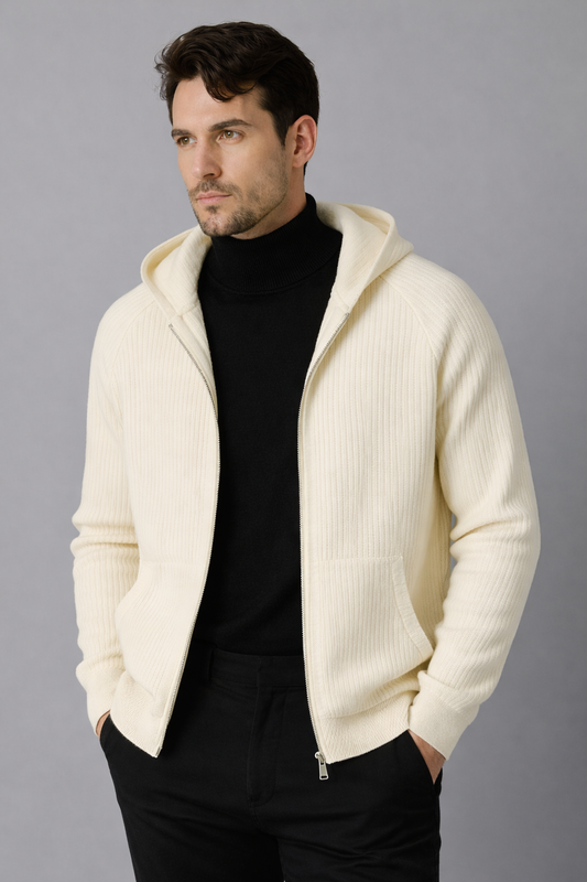 Ribbed Zip Hoodie Cardigan