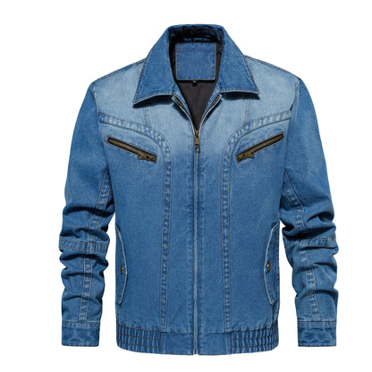 Men's Denim Jacket - Multi-Pocket Design, Spring & Autumn Outerwear