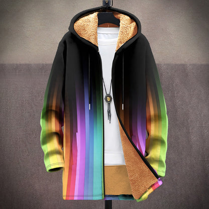 Men's Multicolor Pattern Zipper Hooded Cardigan