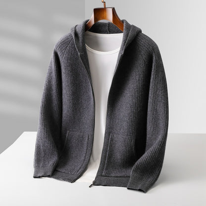 Ribbed Zip Hoodie Cardigan