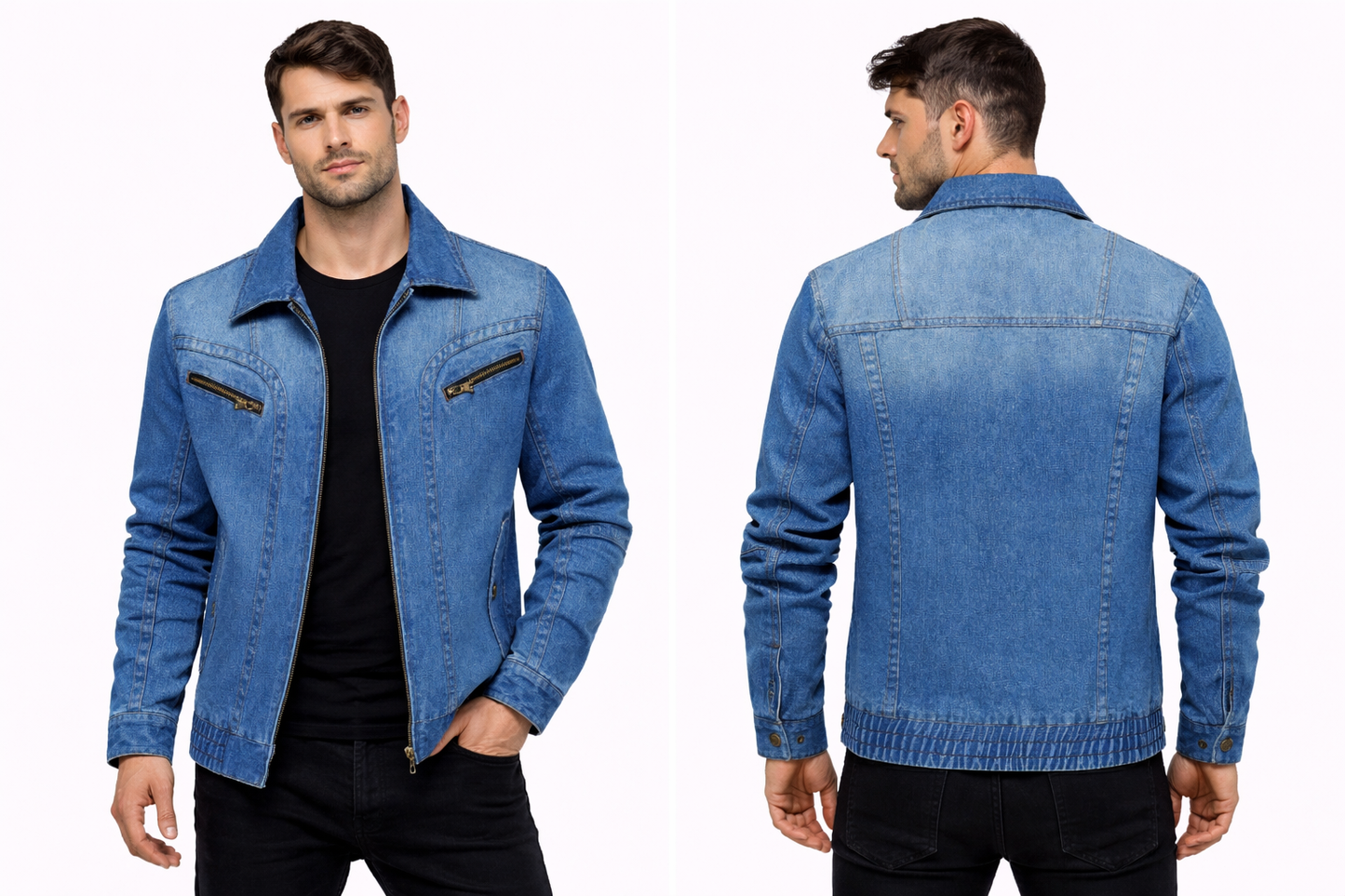 Men's Denim Jacket - Multi-Pocket Design, Spring & Autumn Outerwear