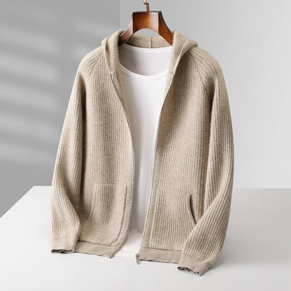 Ribbed Zip Hoodie Cardigan