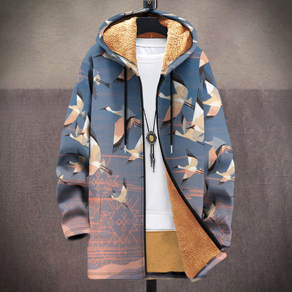 Men's Multicolor Pattern Zipper Hooded Cardigan