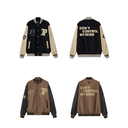 Men’s Varsity Brown Jacket – Premium Letterman College Style Bomber with Embroidery