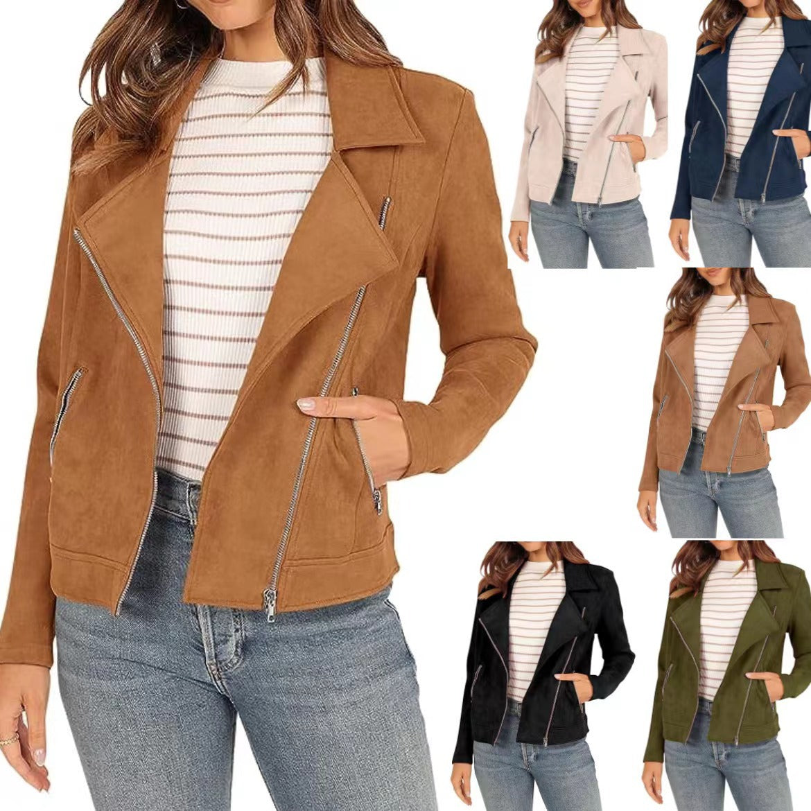 Suede-Touch Biker Jacket