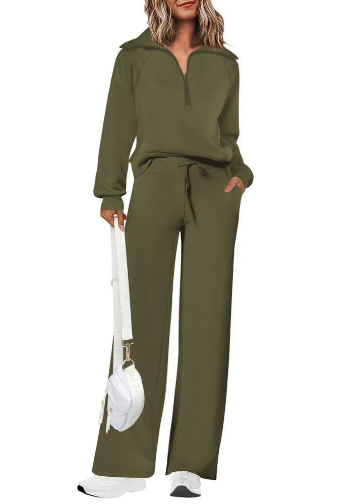 Women's 2 Piece Outfits Sweatsuit with Wide Leg Sweatpants Lounge Set