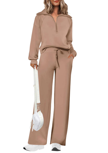 Women's 2 Piece Outfits Sweatsuit with Wide Leg Sweatpants Lounge Set