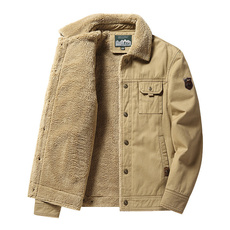 Fleece-Lined Polo Collar Jacket