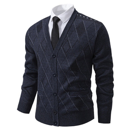 Sweater Fleece-lined Padded Cardigan Knitwear Men's Jacket Coat
