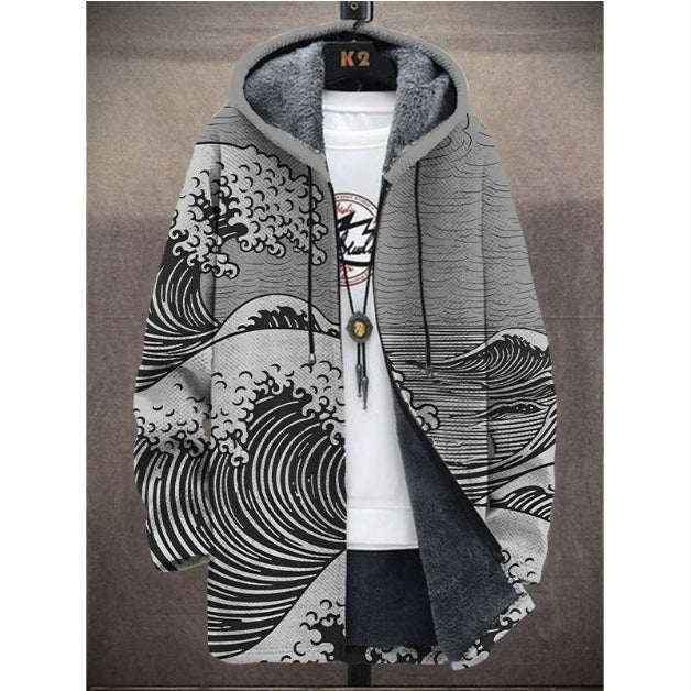 Graphic Print Hooded Jacket