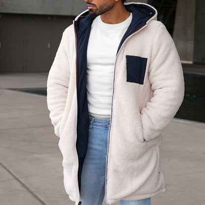 Double Sided Autumn And Winter Hooded Zipper Jacket For Warmth