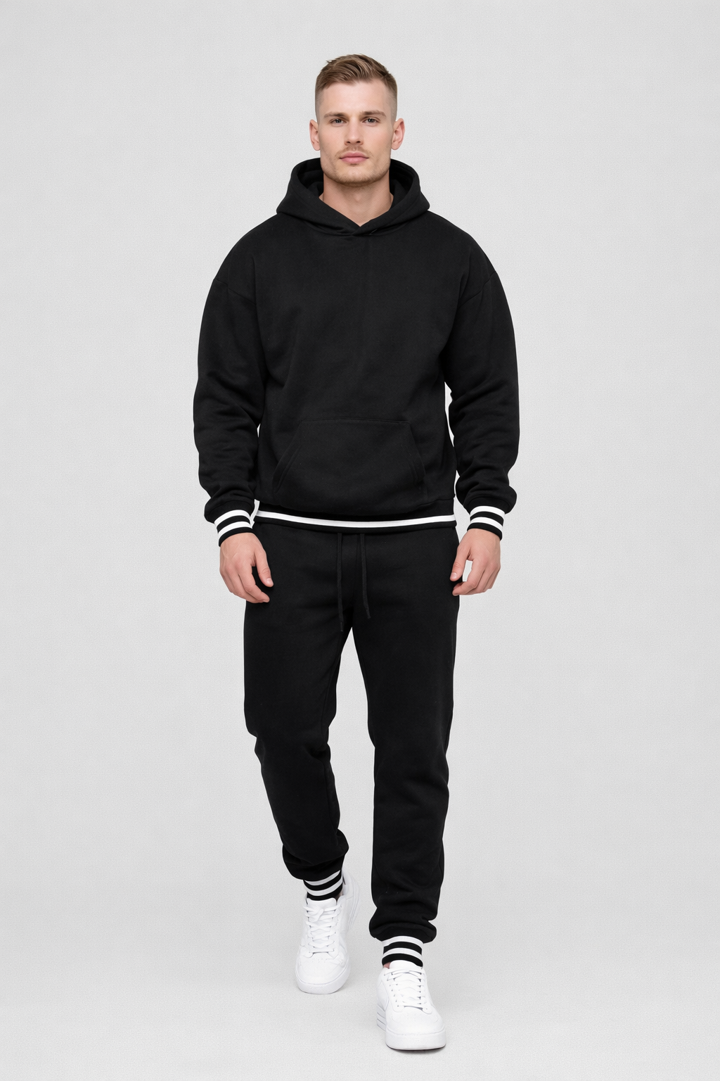 Men’s Essential Black Hoodie & Jogger Set – Everyday Street Fit