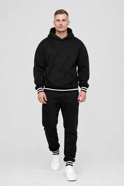 Men’s Essential Black Hoodie & Jogger Set – Everyday Street Fit