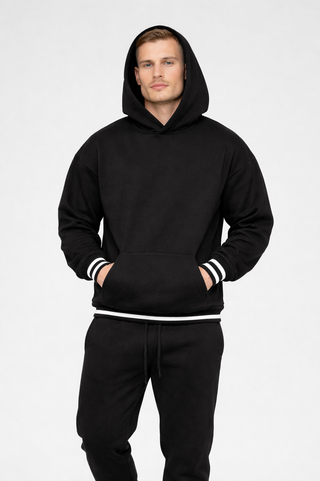 Men’s Essential Black Hoodie & Jogger Set – Everyday Street Fit